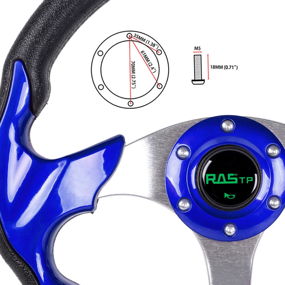 13" Blue Steering Wheel with Quick Release for Universal Fit