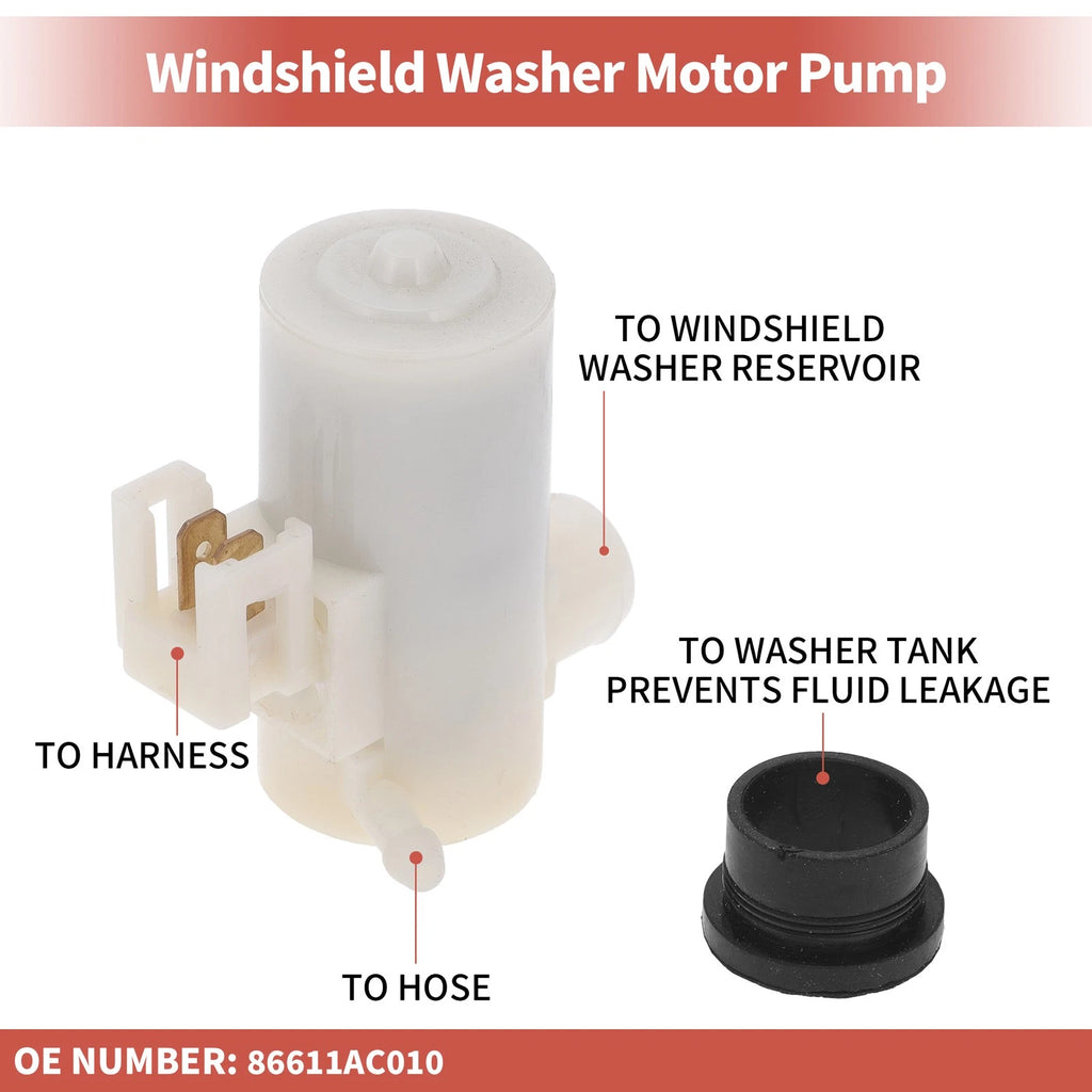 Windshield Washer Pump w/ Grommet for Honda (No. 86611AC010)