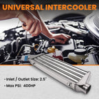 Front Mount Aluminum Tube Fin Intercooler for Universal Fit (27"x7"x2.5")