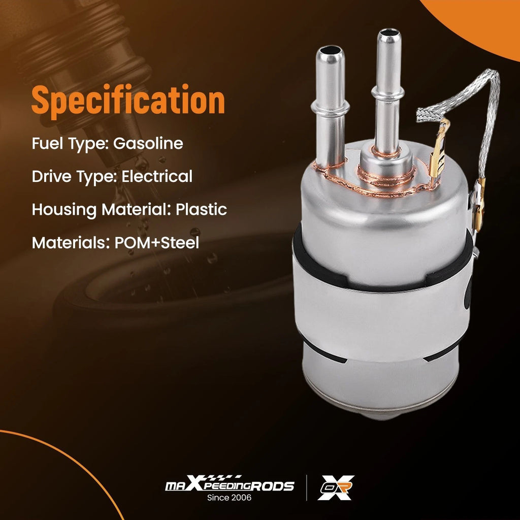 255LPH Inline EFI Fuel Pump w/Install Kit for Chevy V8 (1999–2014)