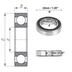 Deep Groove Ball Bearing 20x32x7mm for Scooter Skateboard 