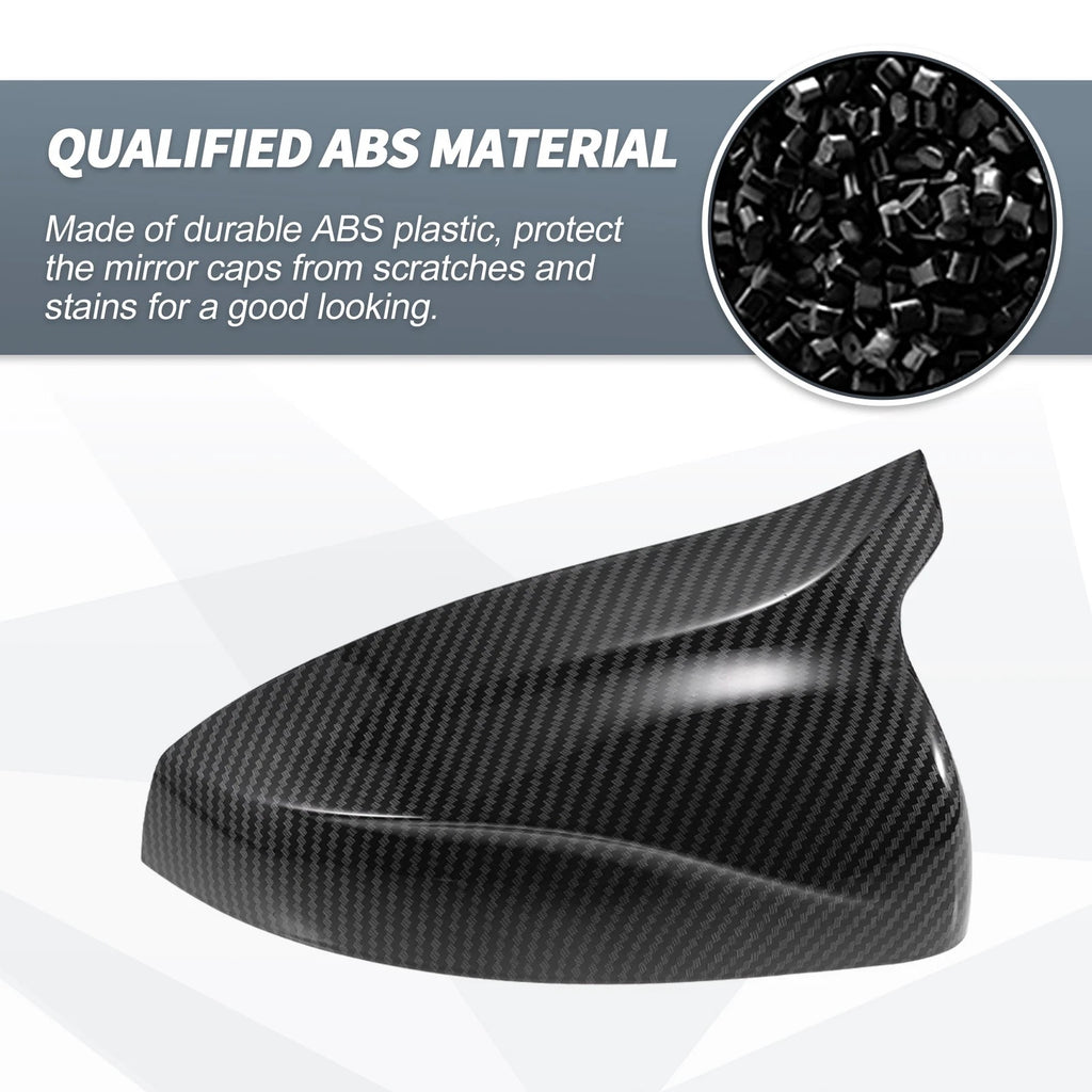 Pair Rearview Mirror Cover Cap Black Carbon Fiber for Audi RS3 A3 S3 (2015–2018)