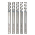 Set of 5 Carbide End Mills for Aluminum (3/16", 3 Flute)
