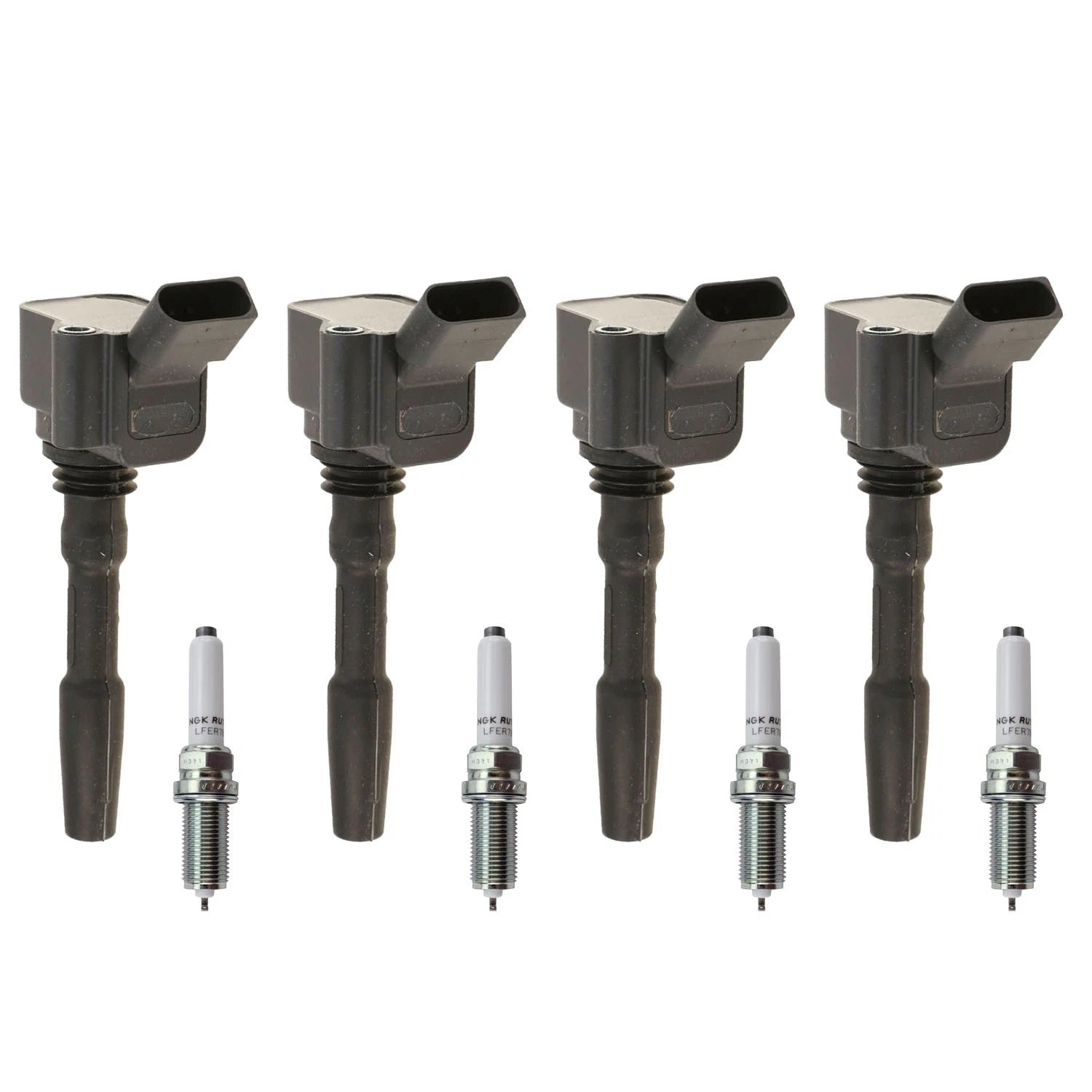 Set of 4 Ignition Coils & NGK Ruthenium HX Spark Plugs for A3 A4 Macan Golf