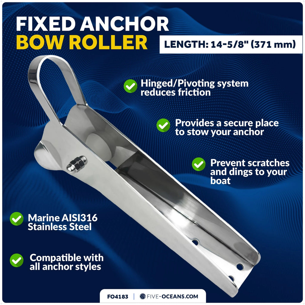 316 Stainless Steel Fixed Anchor Bow Roller for Boats (14-5/8-Inch)