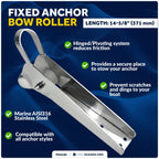 316 Stainless Steel Fixed Anchor Bow Roller for Boats (14-5/8-Inch)