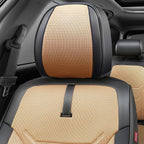 Set of 2 Front Row Seat Cover Protectors for Universal Car SUV (Beige/Black)