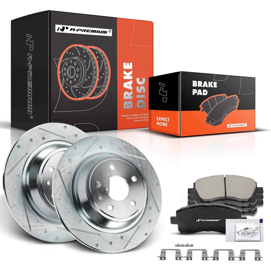 Front Drilled Brake Rotors & Ceramic Pads for Subaru Outback (2001–2002)