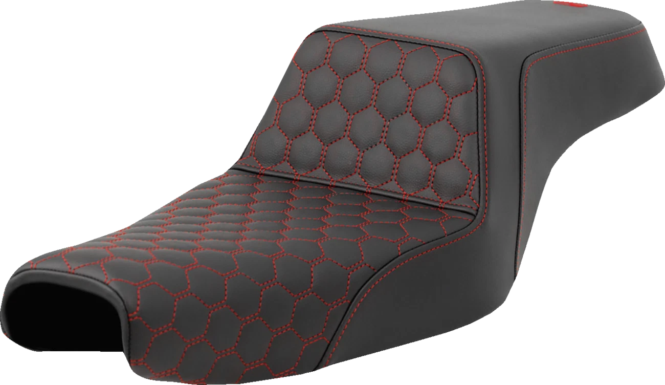 SADDLEMEN Step-Up Seat for Harley Sportster (3.3 Gal Tank) - Red Stitching