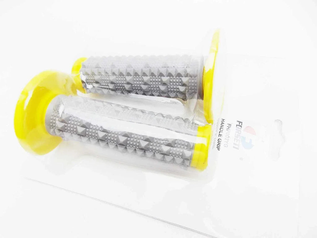 Yellow Grey Diamond Top Handlebar Grip Set for Honda CRF110 (2013-2023)