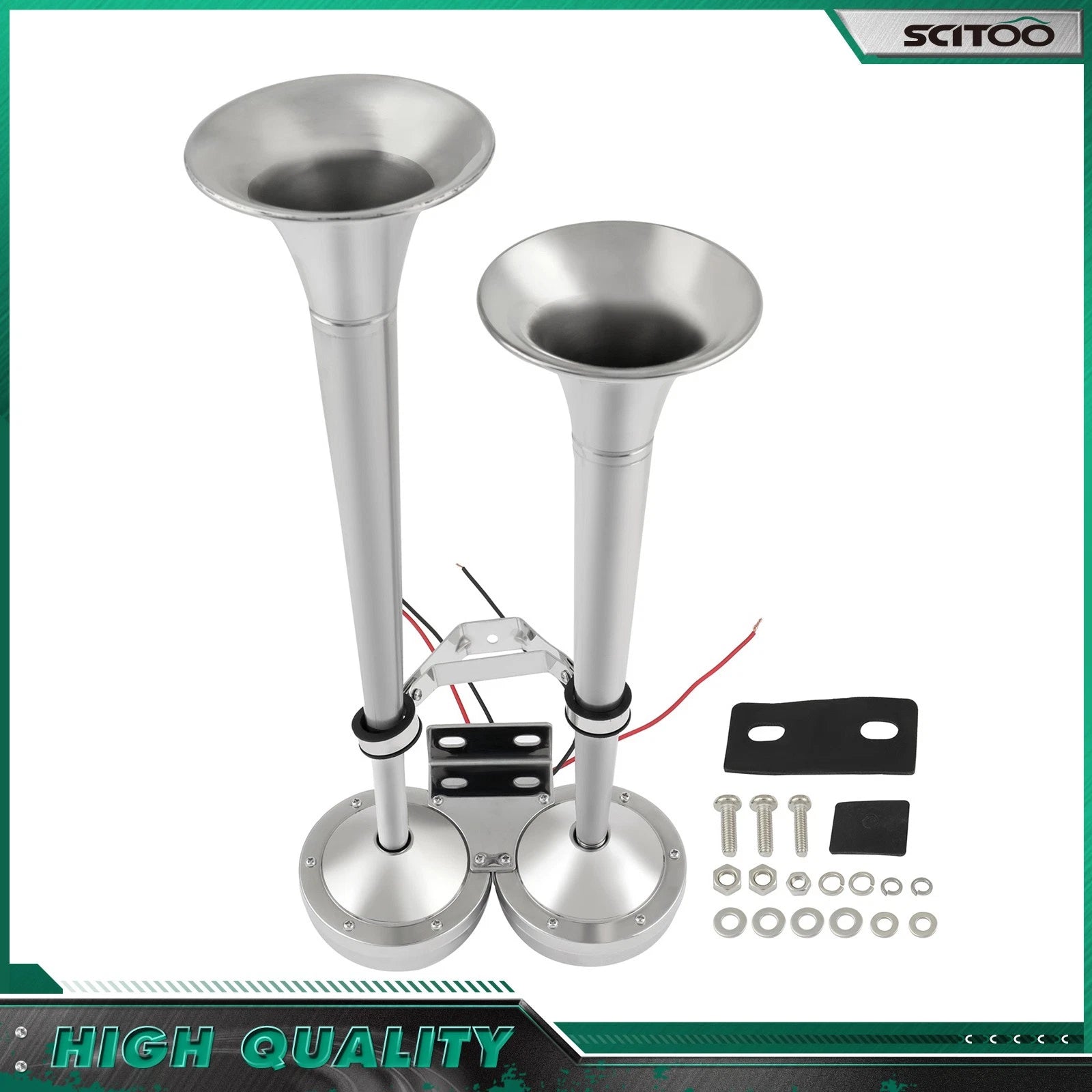 2 Trumpet Electric Horn for Marine Applications (Stainless Steel)