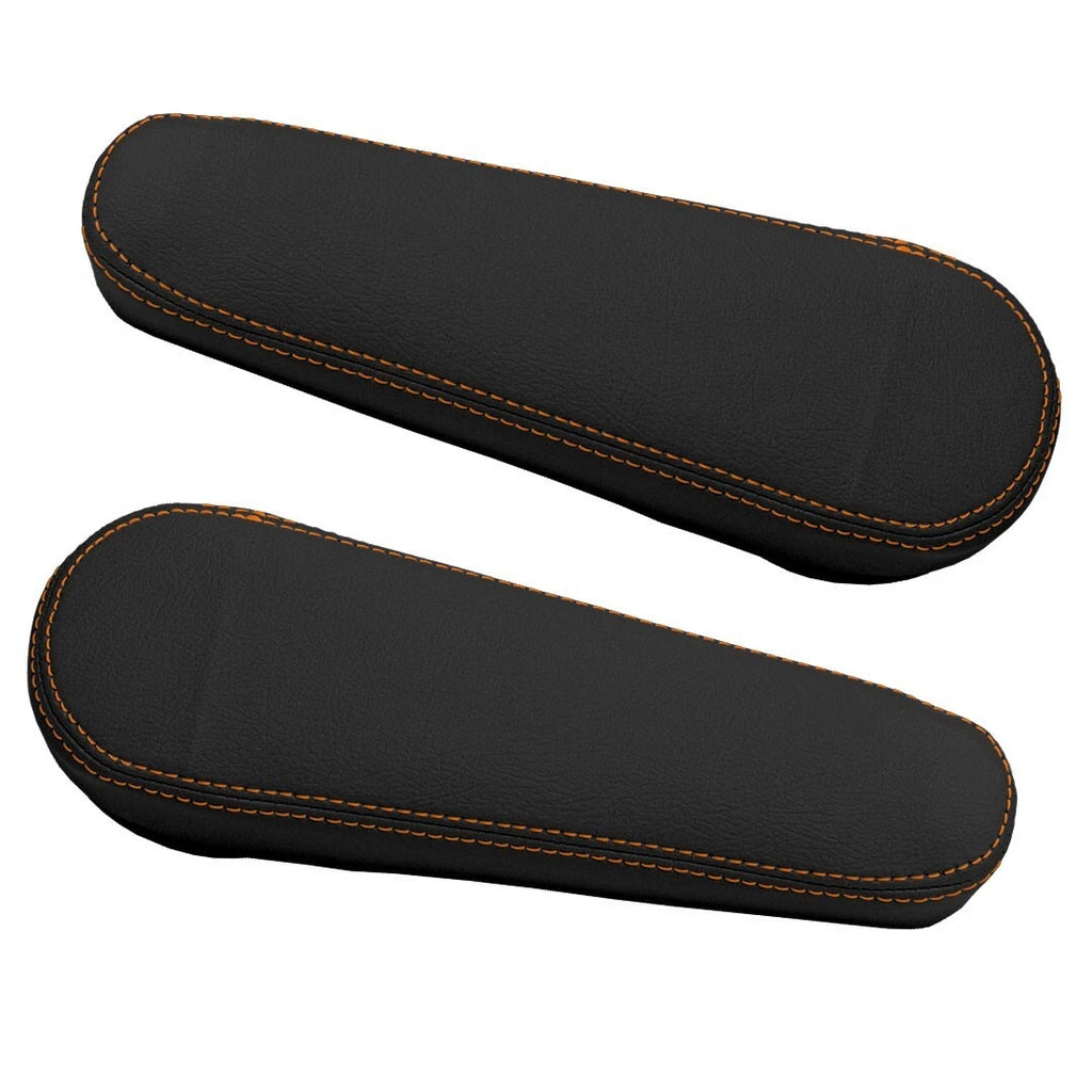 Leather Synthetic Armrest Cover for Honda Element (2005–2011) Black Orange Stitch