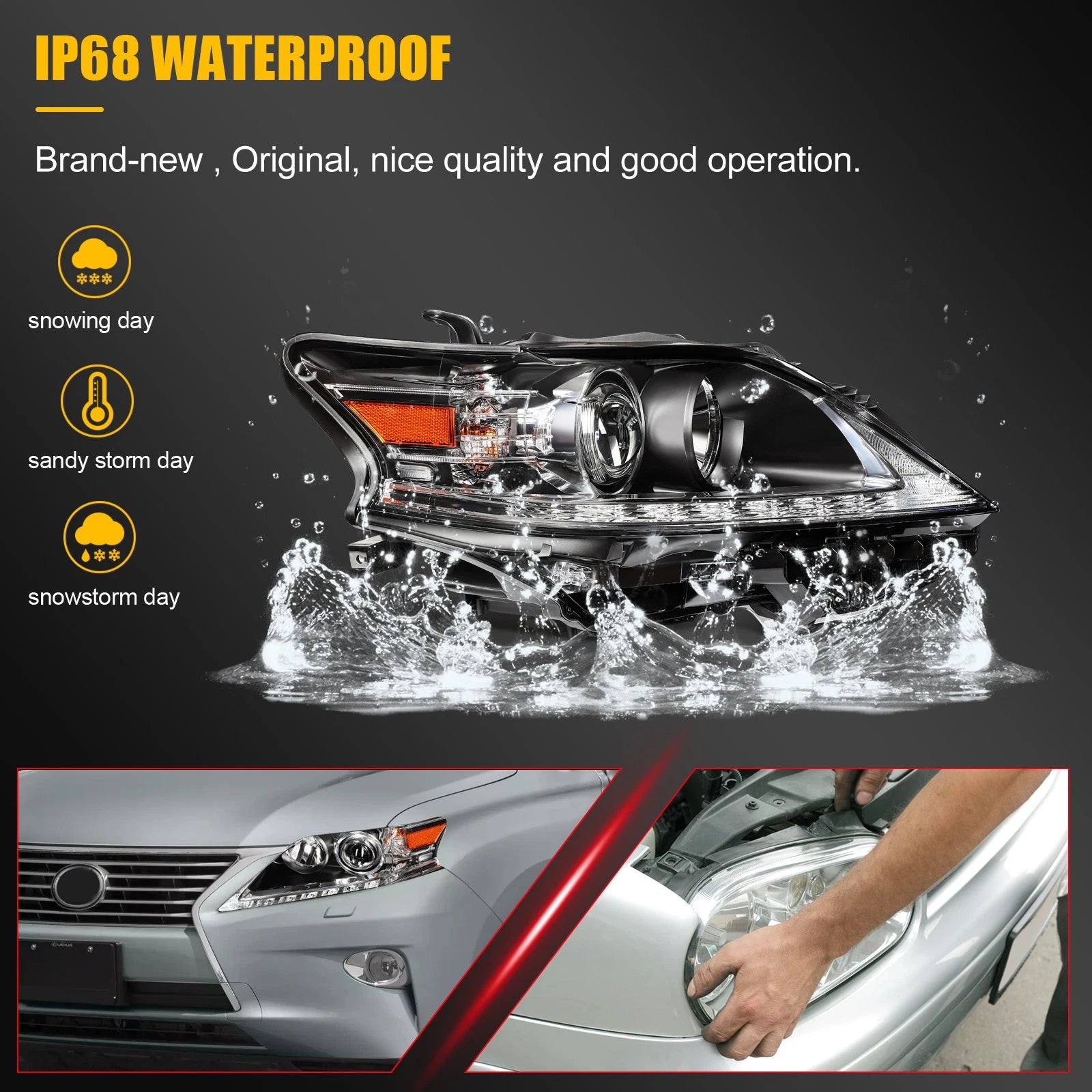 HID Xenon Headlights Assembly for Lexus RX350 RX450h (2013–2015)
