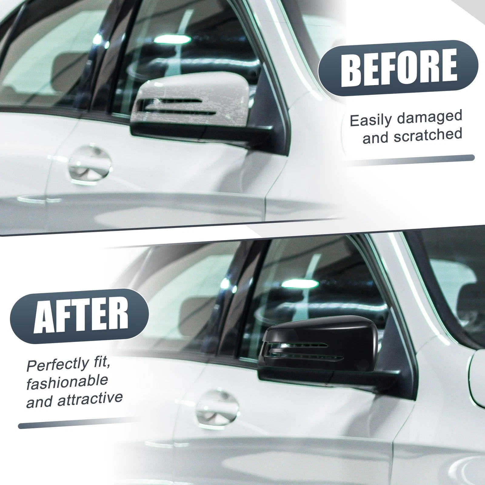 Right Mirror Cover Cap Gloss Black for Mercedes Benz A Class B Class C Class (2013–2020)