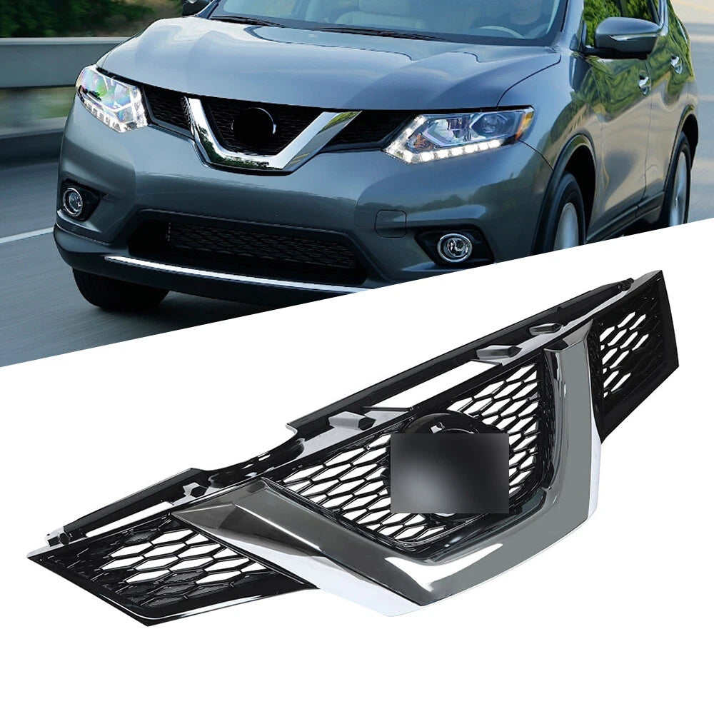 Front Grille Bumper for Nissan Rogue (2014–2015) Black Chrome