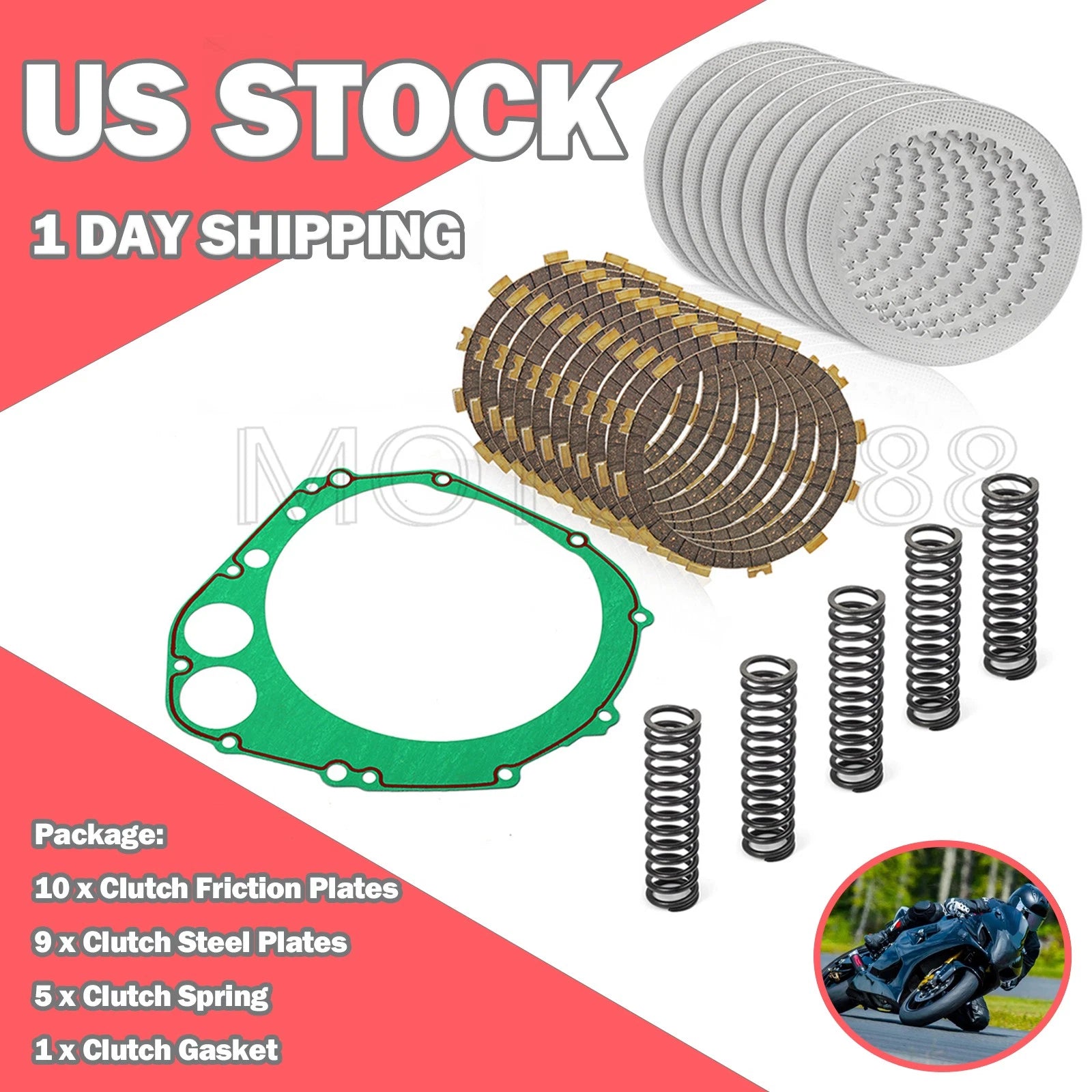 Clutch Plate Kit for Suzuki GSXR1000 (2001–2004) 21400-40811 W Heavy Duty Springs