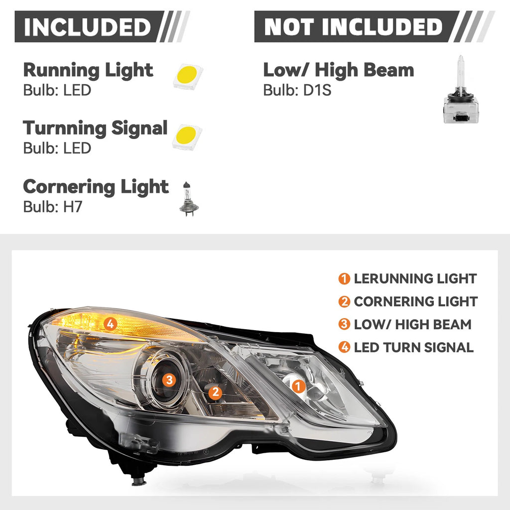Xenon HID Headlight w/AFS Projector for Mercedes-Benz W212 (2010–2013)