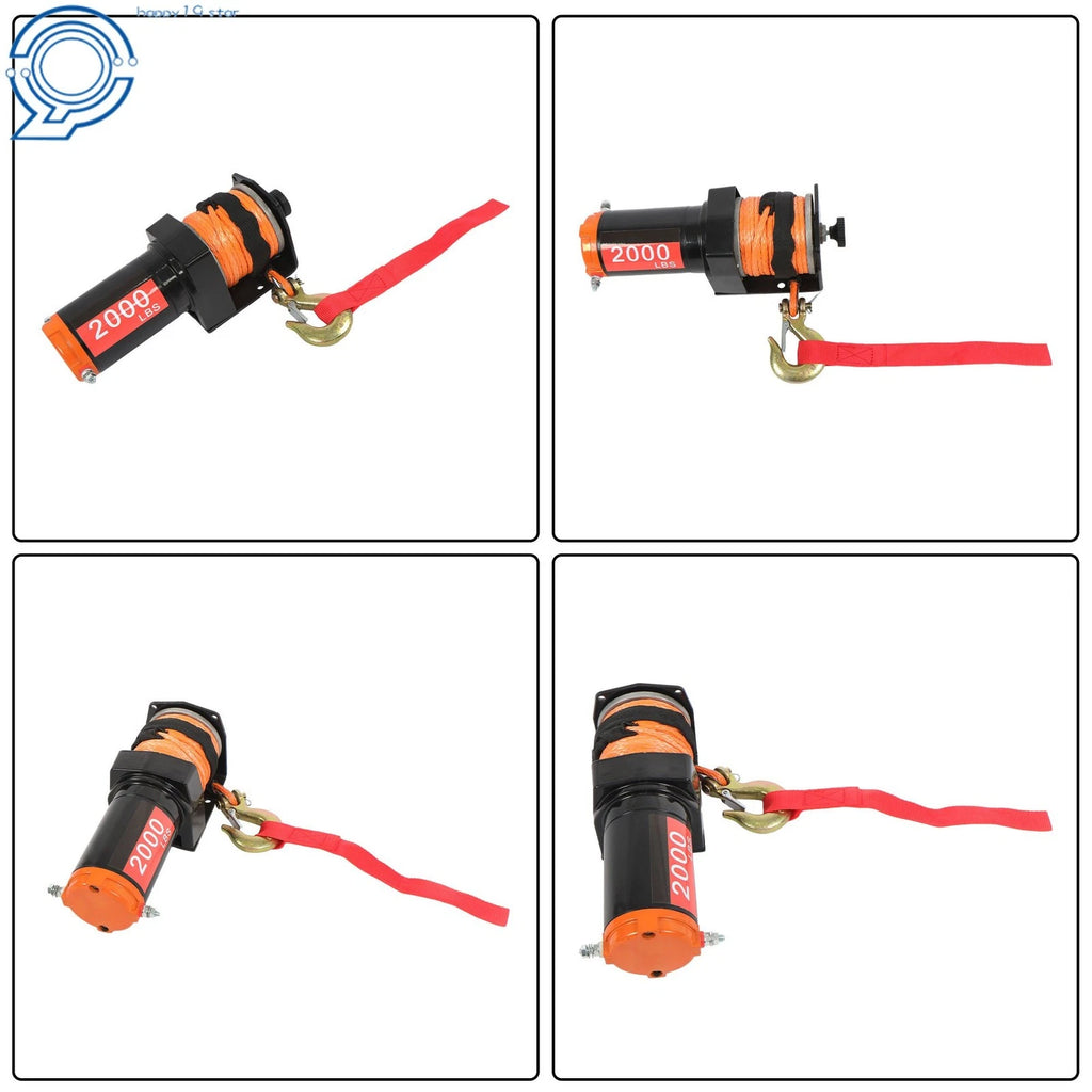 Electric Winch Motor with Synthetic Rope for Trailer Boat (12VDC, 2000lbs)