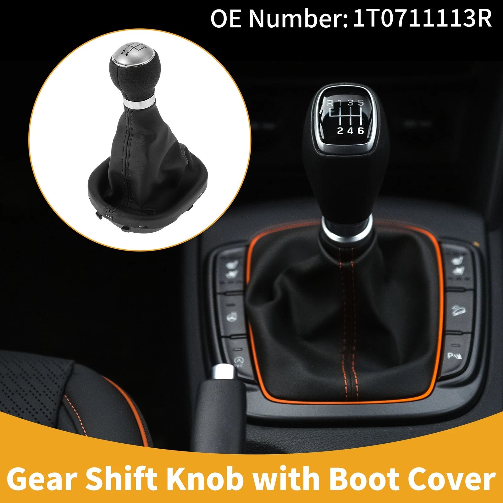 5 Speed Gear Shifter Knob with Cover No.1T0711113R for VW Caddy (2004–2009)