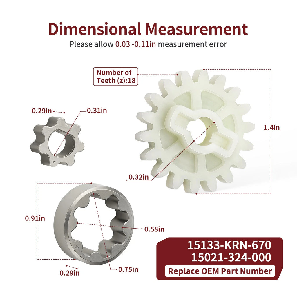 Oil Pump Driven Gear w/ Rotor Set for Honda CRF250R (2004–2009), CRF250X (2004–2017)