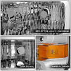 Driver Side Headlight for Ford E-150-750 SD (2008–2021) Chrome Amber