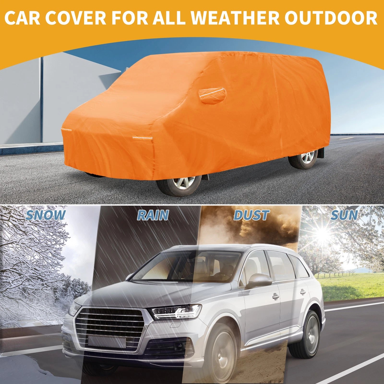 Car Cover Waterproof All Weather for Ford Transit (2014–2023) 210D-PU Zipper