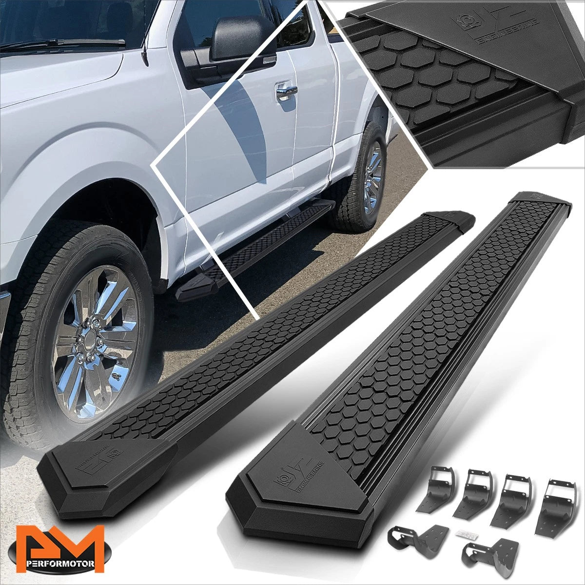 J2 Nerf Bar Running Board for Ford F150-F350 (2015–2020) 8" EXT Cab Honeycomb Pad
