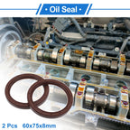 2X Oil Seal Rotary Shaft Seal FKM Rubber 60x75x8mm for Various Models 