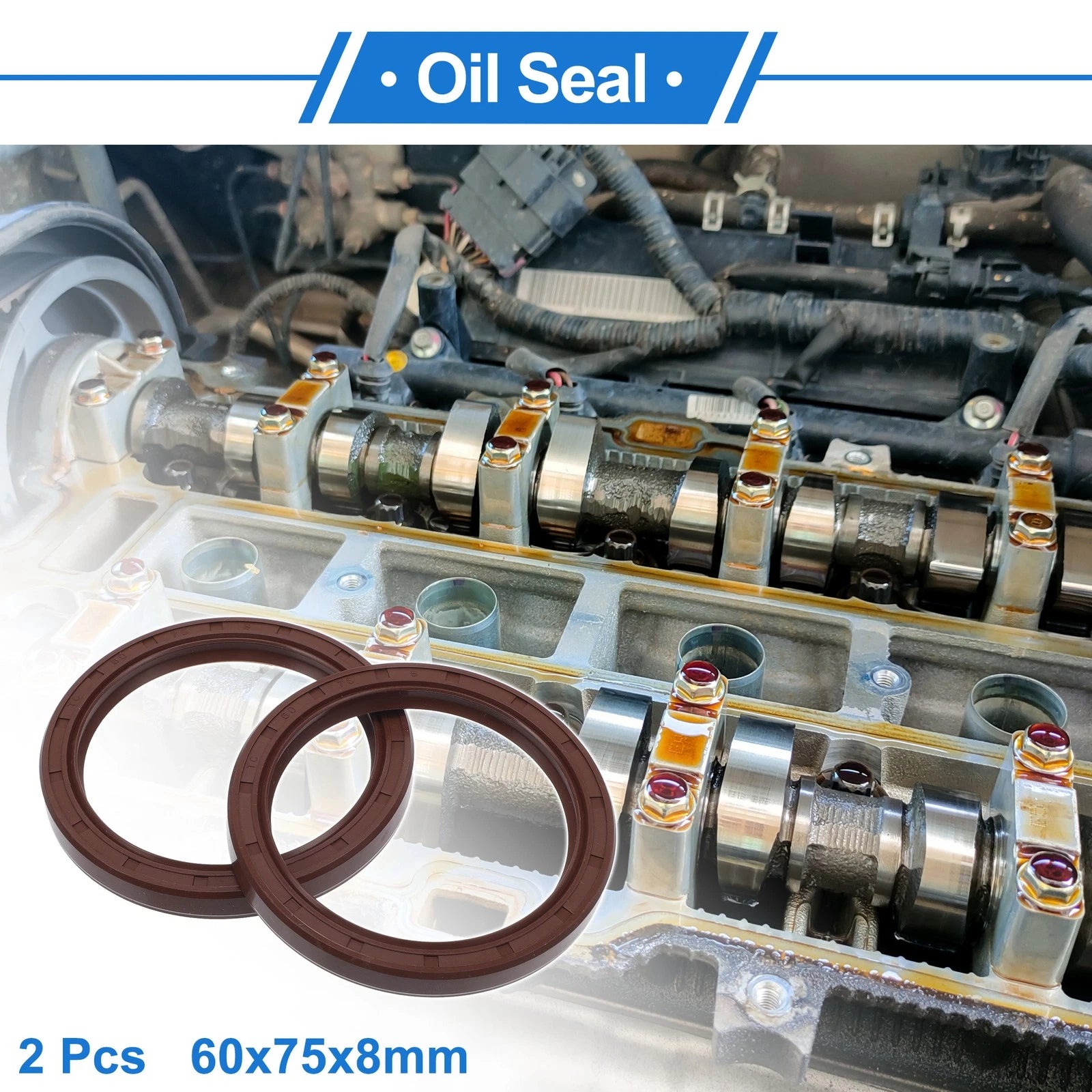 2X Oil Seal Rotary Shaft Seal FKM Rubber 60x75x8mm for Various Models 