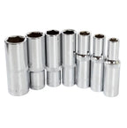 Set of 16 Deep Sockets for Versatile Applications (38 Inch)