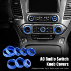 8 Pcs Blue AC Radio Switch Knob Cover for Chevy Silverado, GMC Sierra (2014–2018)