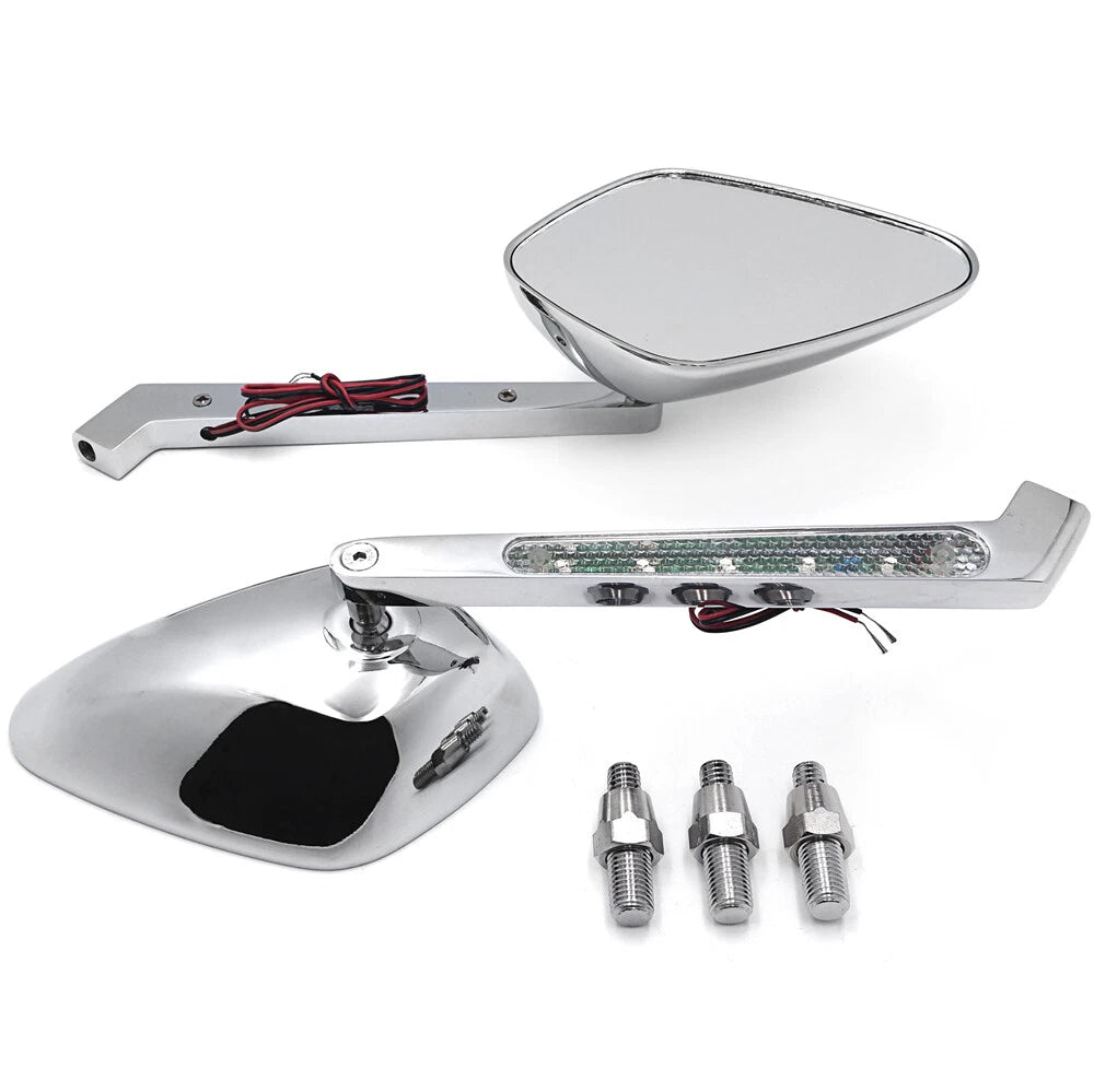 Diamond LED Turn Signal Integrated Mirrors for Harley Touring Dyna (All Years)