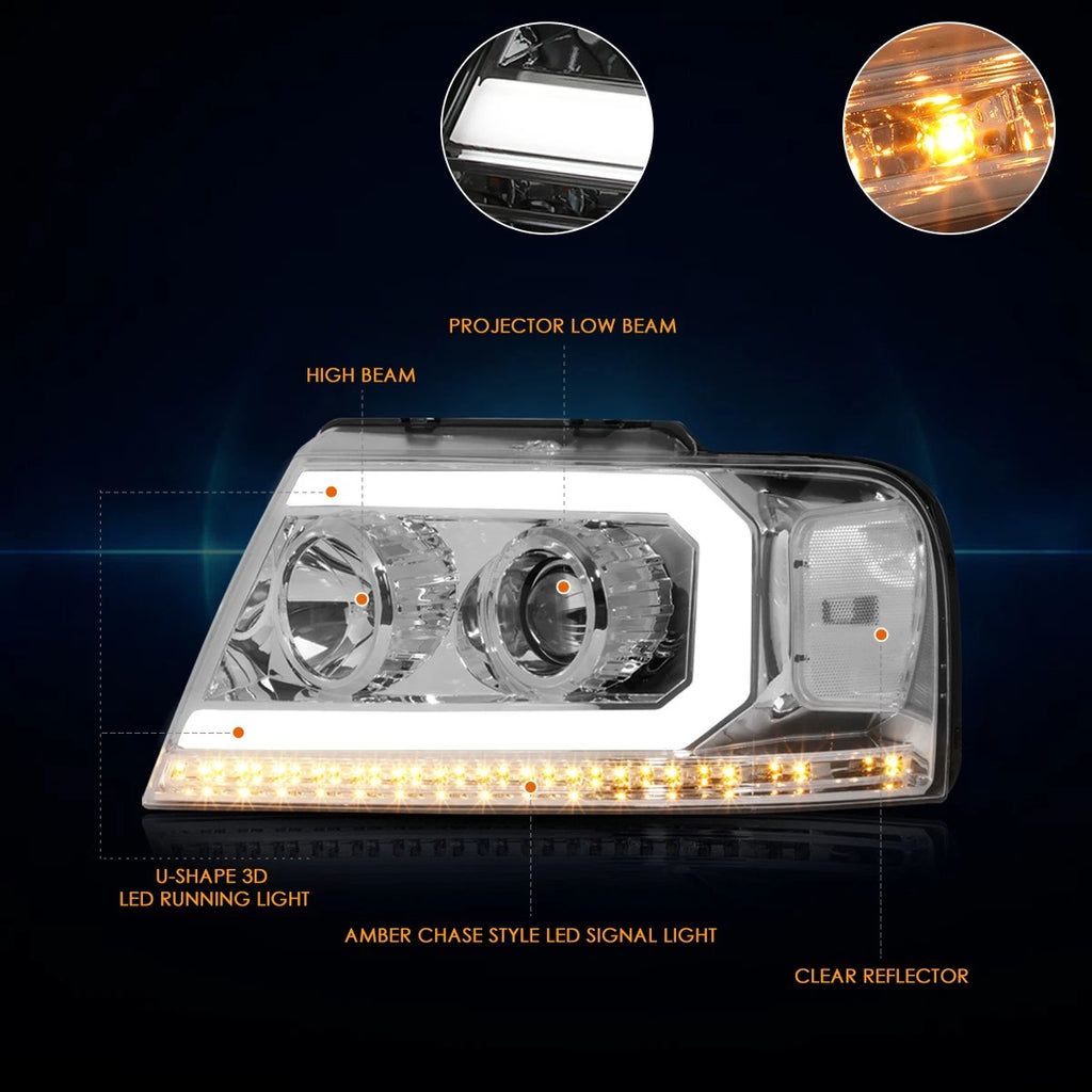 LED DRL Sequential Turn Signal Projector Headlights for F150 (2004–2008)