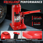 17.3" Red Manual Hydraulic Bottle Jack for Automotive Repair (8 Tons)