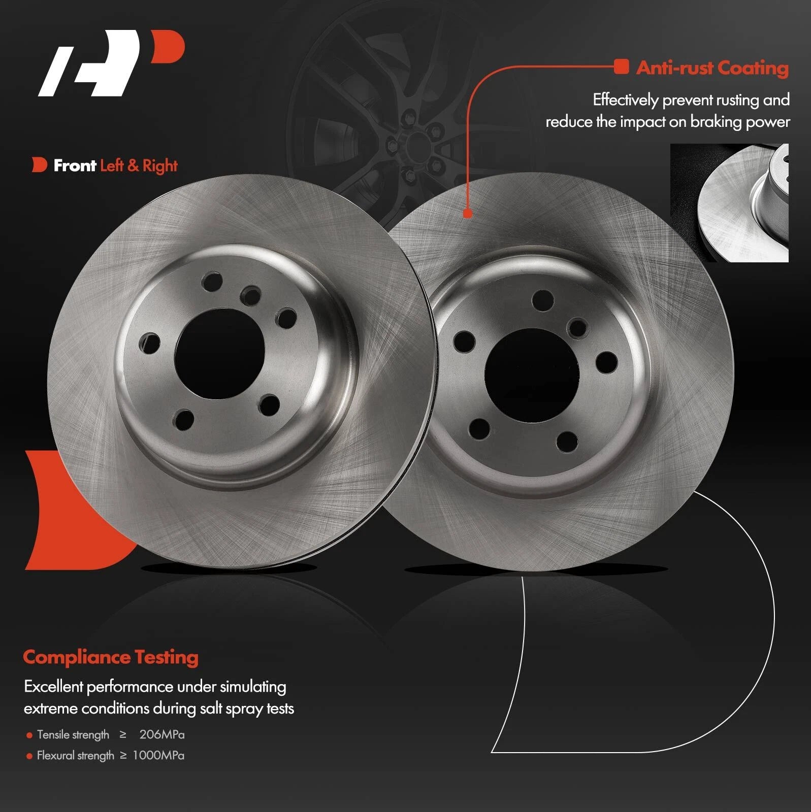 Front Disc Brake Rotors & Ceramic Pads for BMW 528i (2011-2016)