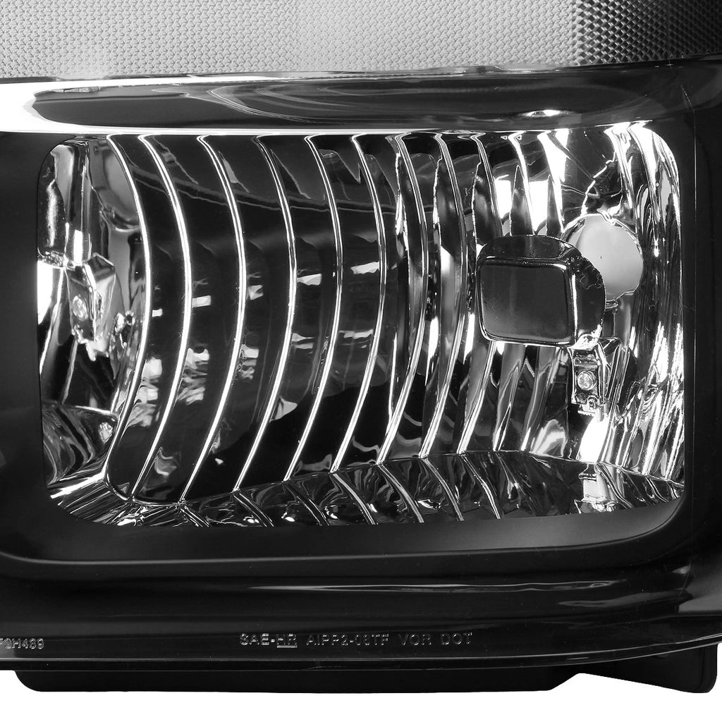 Pair of Black/Clear Corner Headlight Lamps for Ford Super Duty (2008–2010)