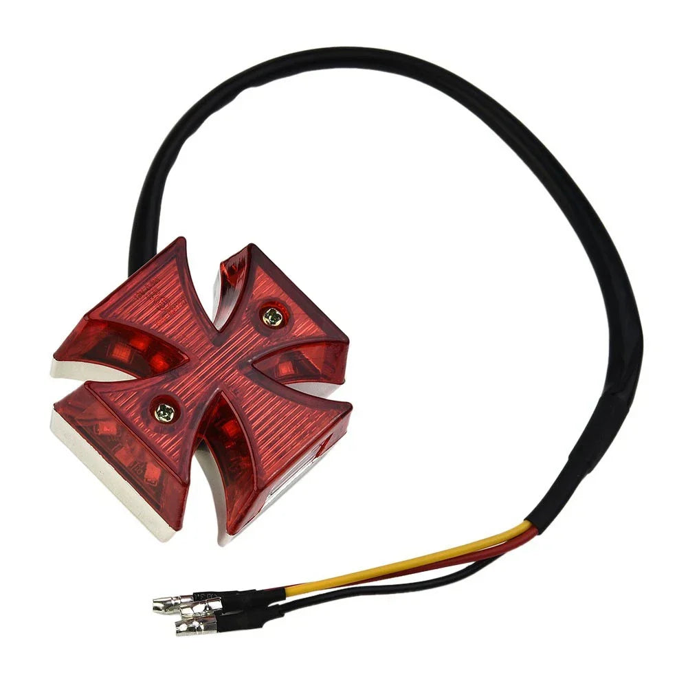 Tail Light 12V Maltese Cross LED License Plate for Motorcycle Chopper