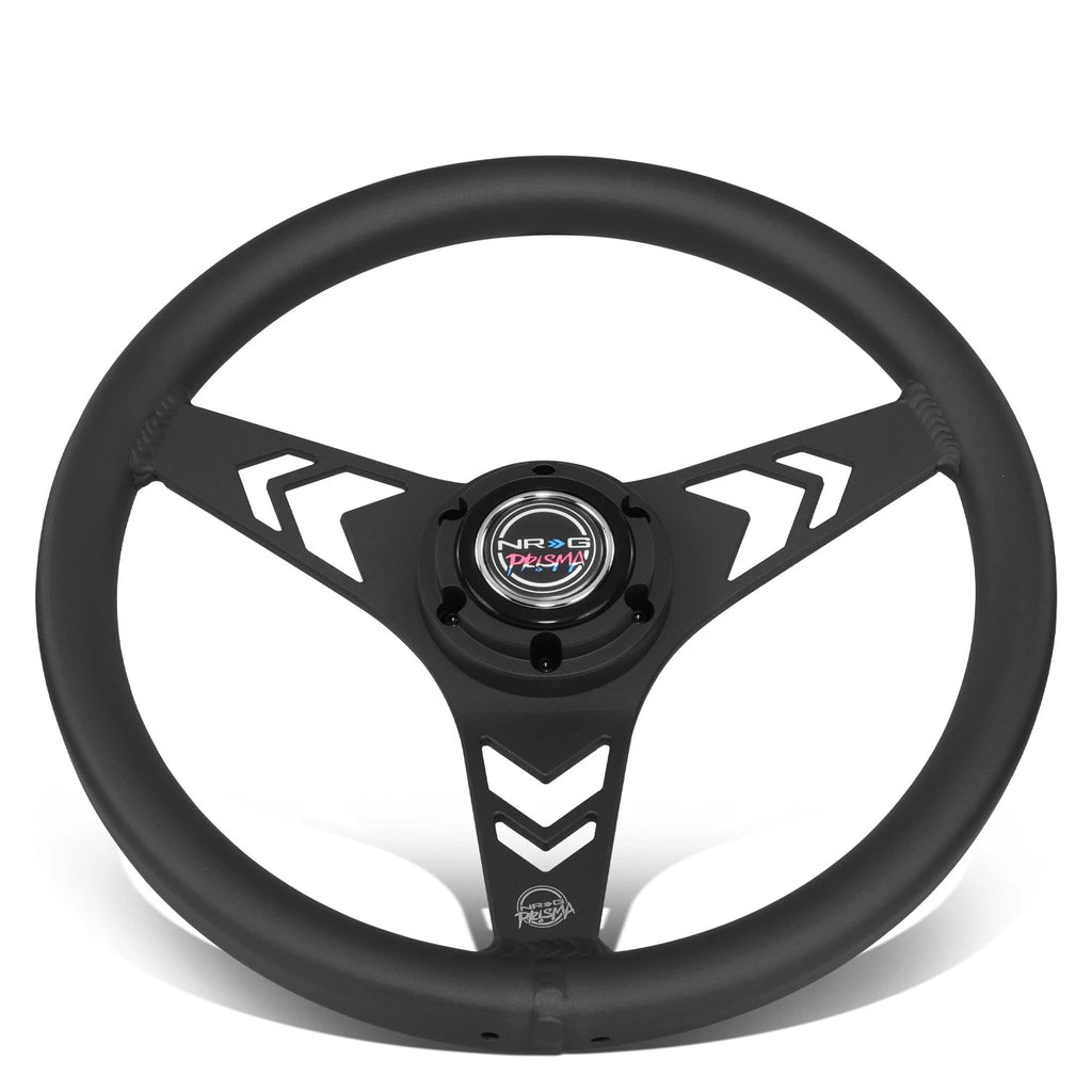 330mm 1" Dish NRG 3-Spoke Black Aluminum Steering Wheel (Fits )