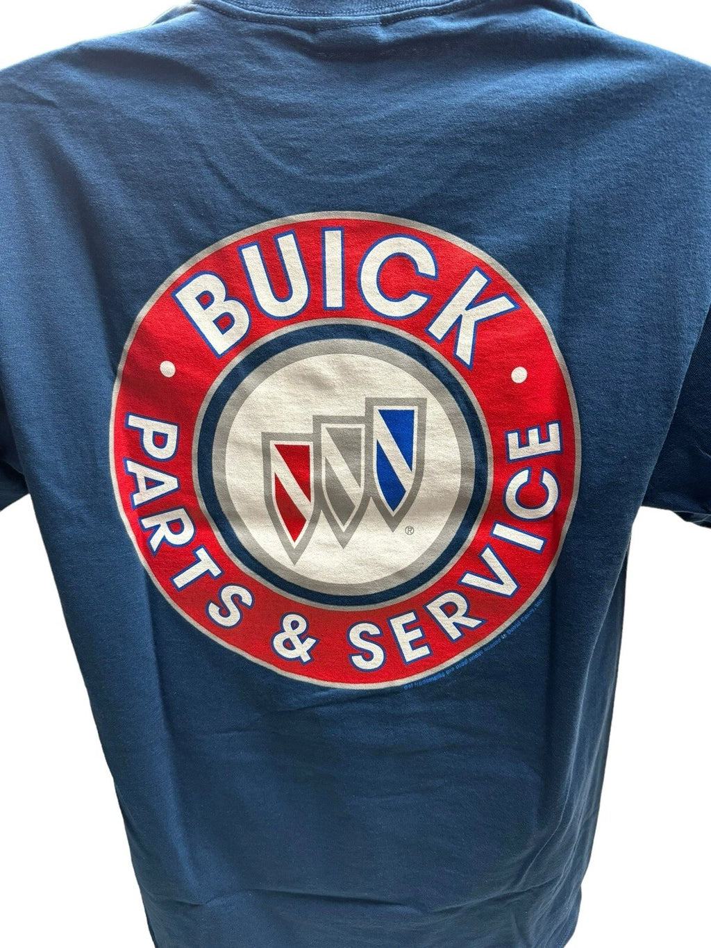Licensed Neptune Blue T-Shirt for Buick Parts and Service (Unspecified Years)