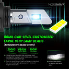 2X NOVSIGHT 9012 HIR2 LED Headlight Bulbs Kit (100W 20000LM 6500K)