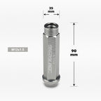 Set of 20 JDM M12X1.5 25mm OD 90mm Tall Gun Metal Open-End Lug Nuts + Key