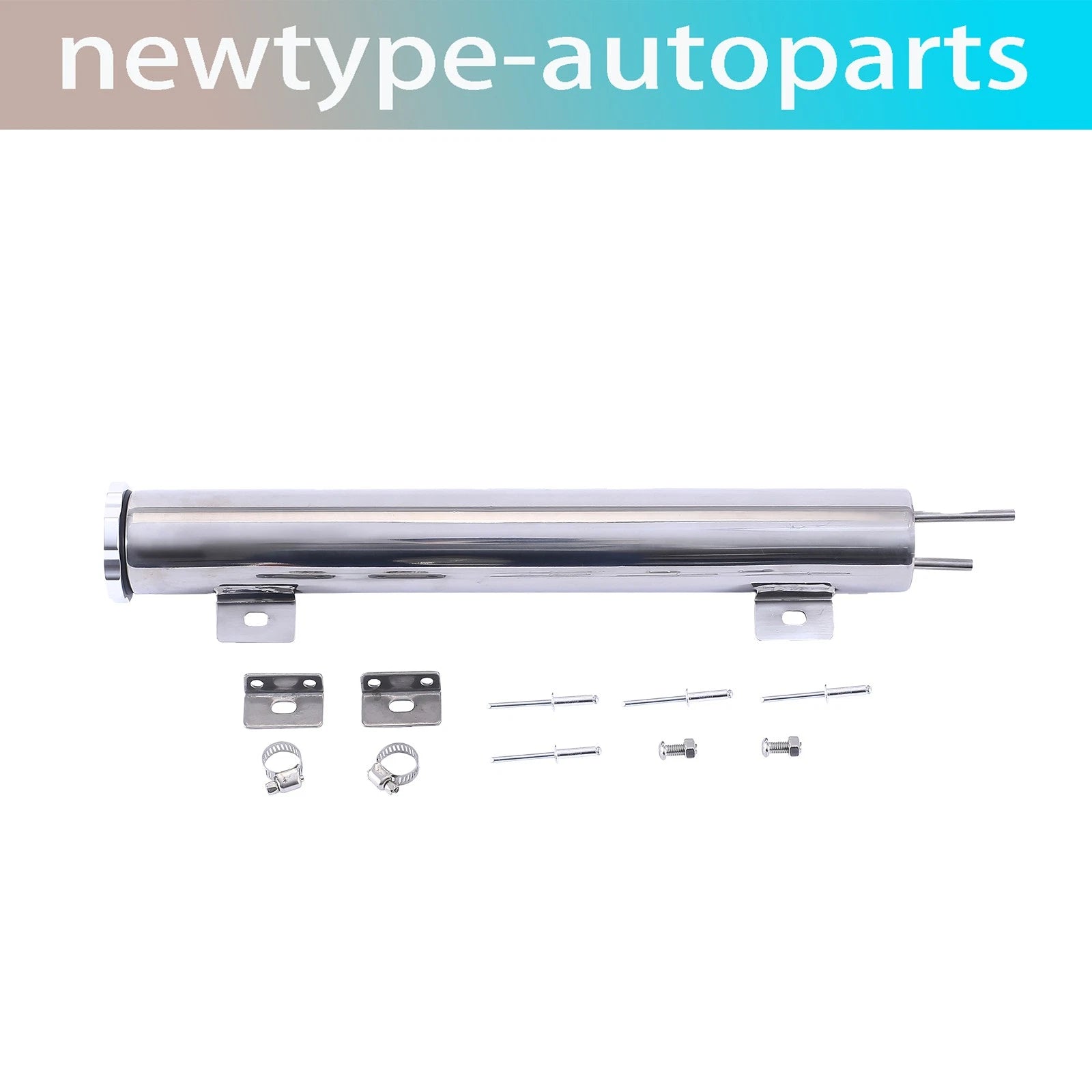 2" x 15" Polished Aluminum Slim Overflow Radiator Tank Reservoir for Universal