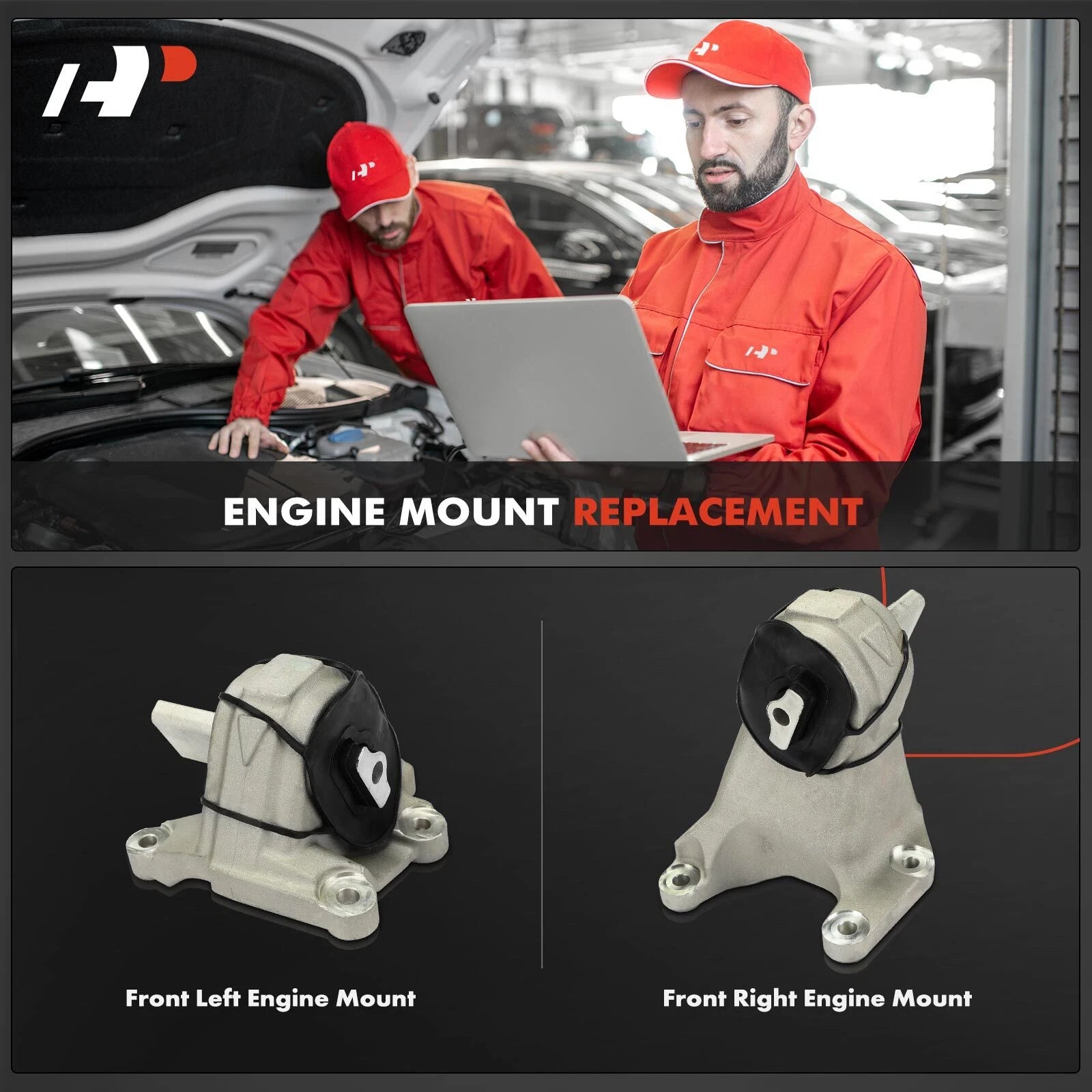 2X Front Engine Motor Mount for Jeep Wrangler JL (2018-2020) 3.6L