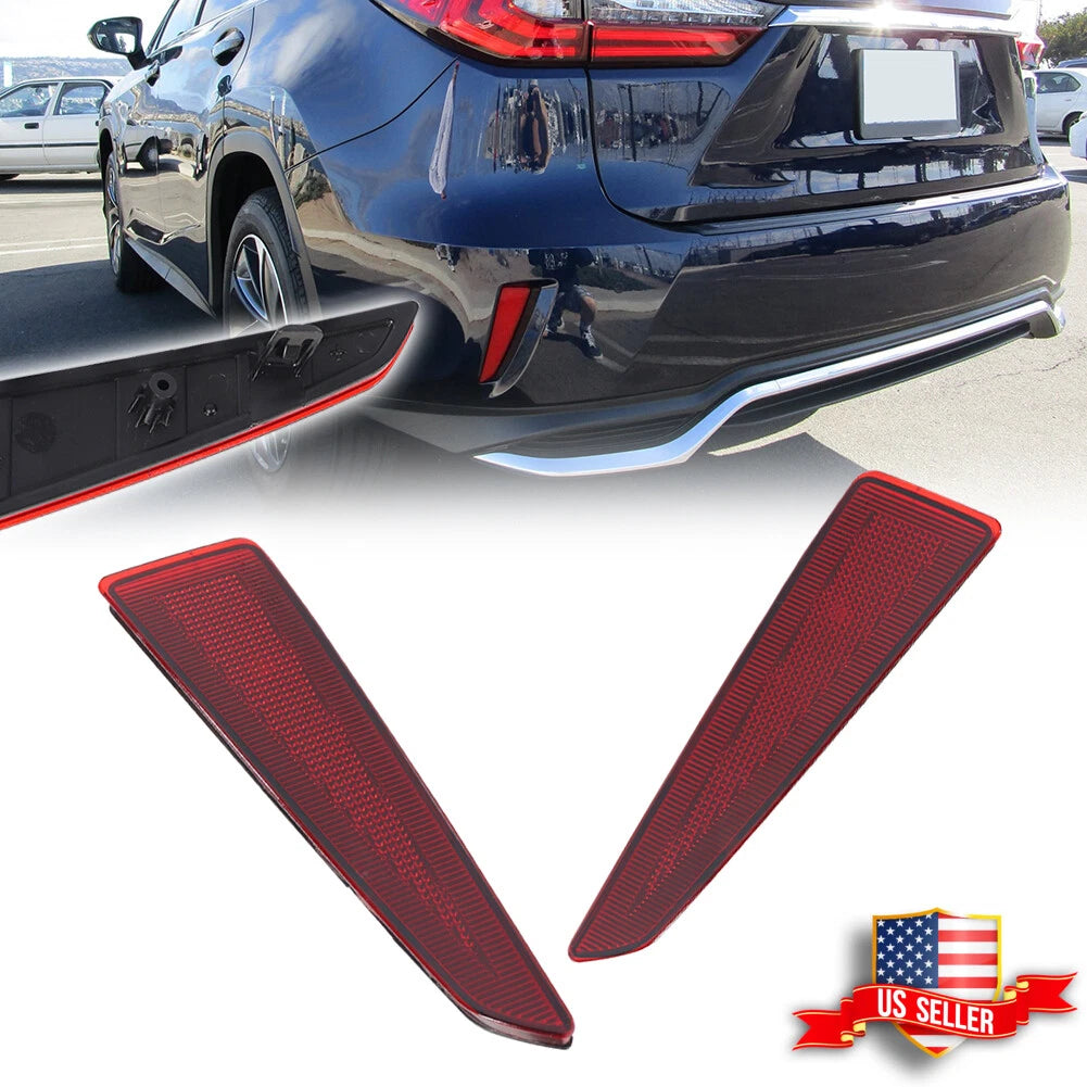 2X Red Lens Rear Bumper Reflector Lights for Lexus RX350 RX450h (2016–2020)