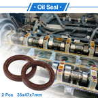 Set of 2 Oil Seal Rotary Shaft Seal FKM Rubber 35x47x7mm