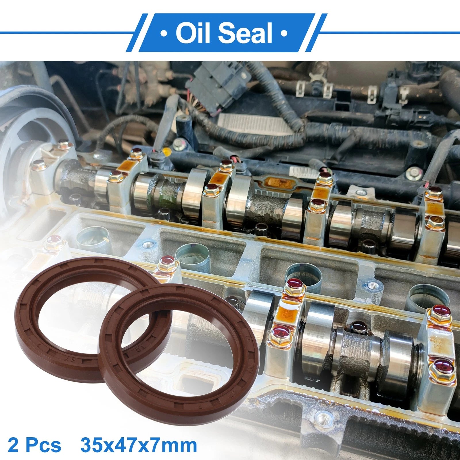 Set of 2 Oil Seal Rotary Shaft Seal FKM Rubber 35x47x7mm
