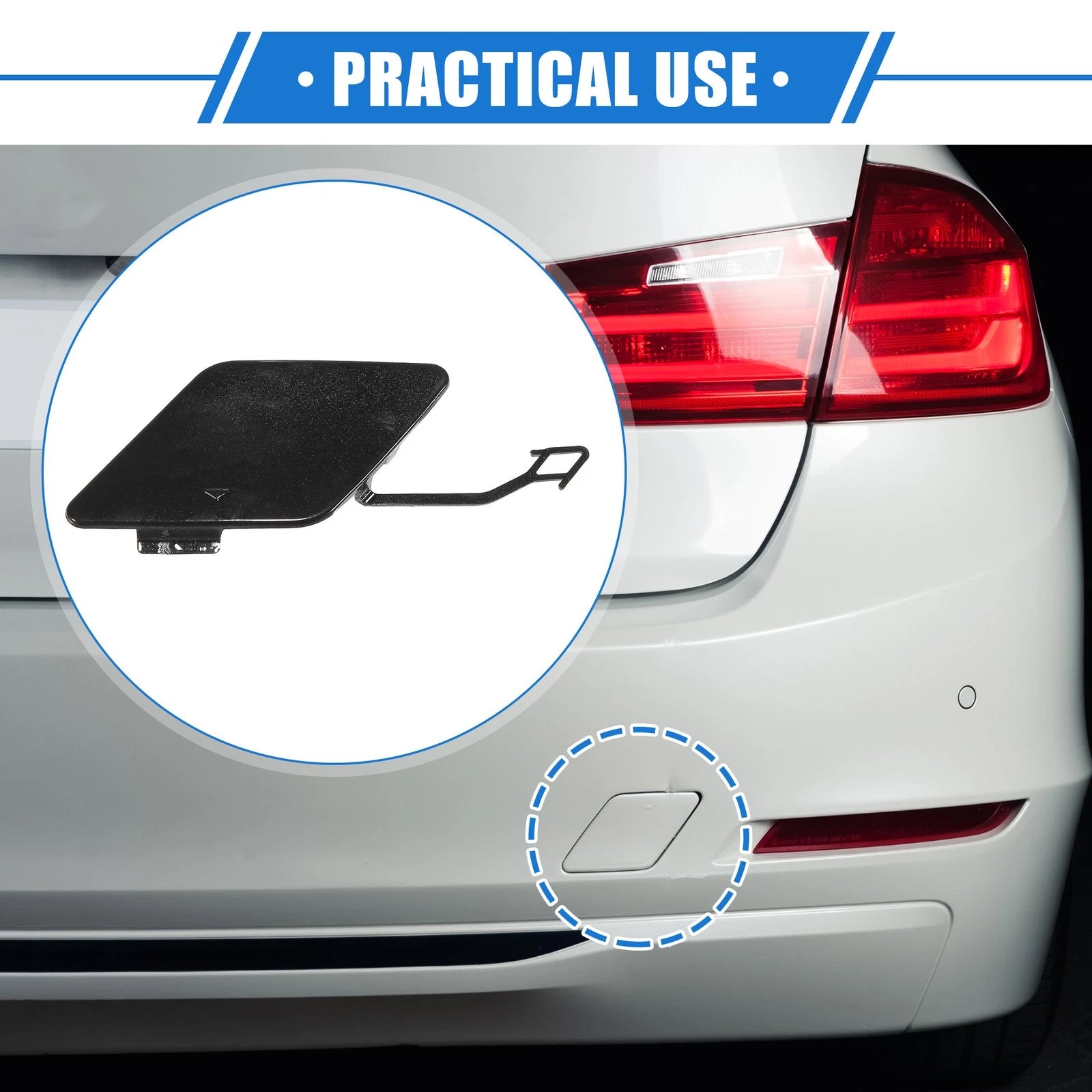 Tow Hook Eye Hole Cover Cap for BMW 3 F30 (2012–2015) Black