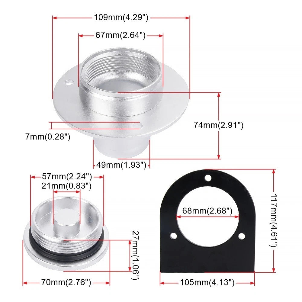 Aluminum Fuel Tank Filler Neck for Gas Tank (2")