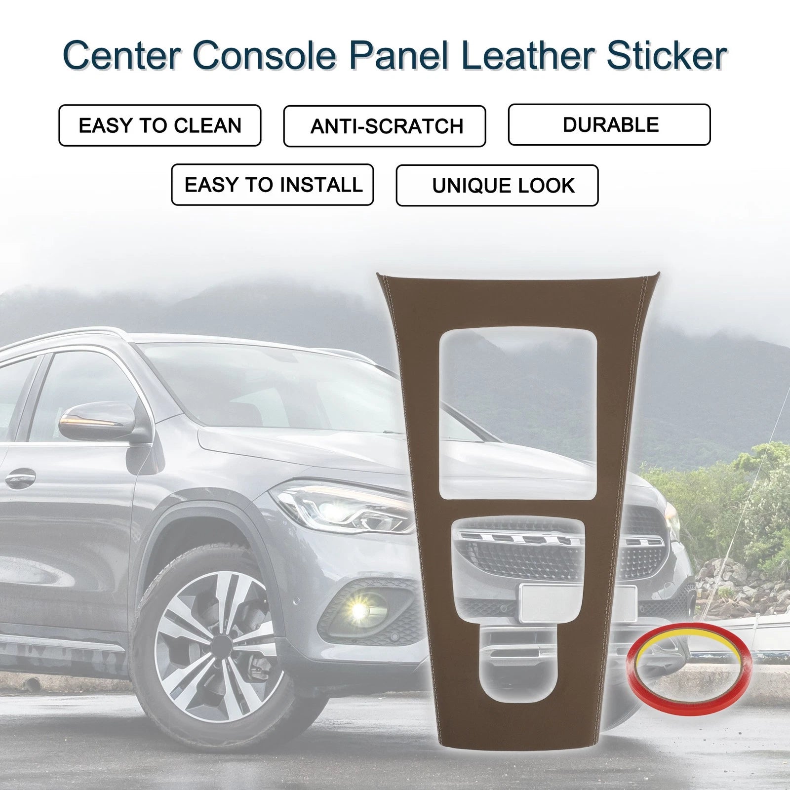 Center Console Panel Sticker for Mercedes-Benz GLA Class (2020–2021) Deep Brown