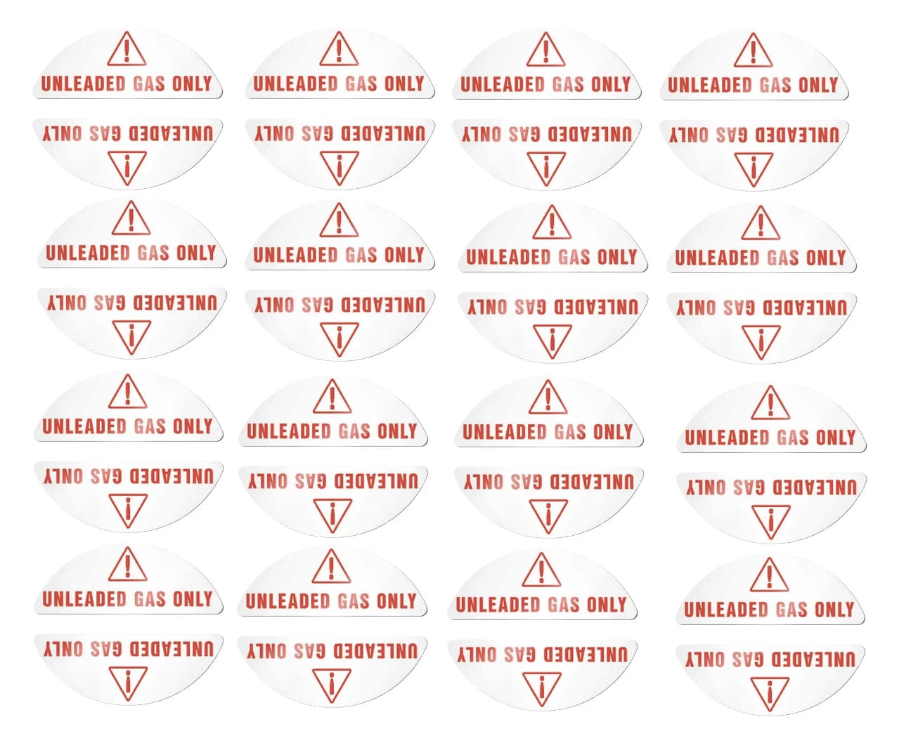 Set of 16 Unleaded Fuel Labels for Universal Gas Cap